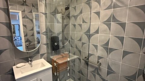 Nordic Blue Tile Bathroom
